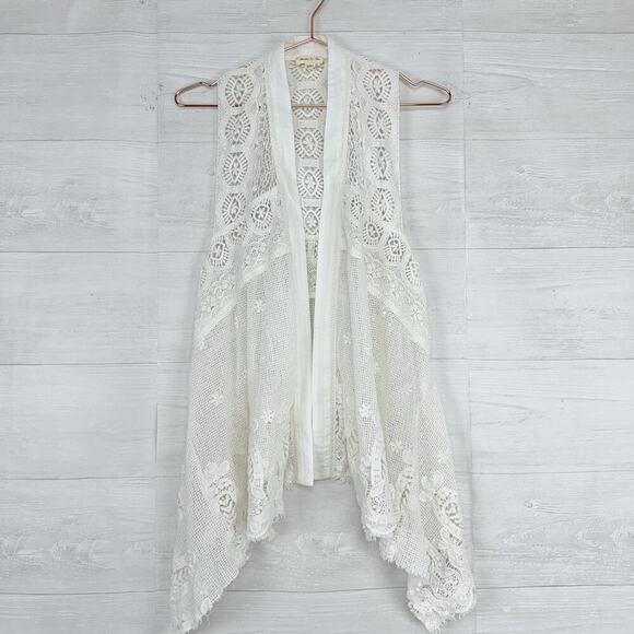 Anthropologie Meadow Rue Crochet Draped Lace Vest XS/S Cottagecore Boho Coquette - Picture 12 of 13